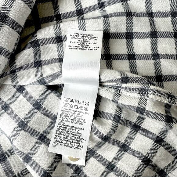 NWT LUCKY BRAND W Sz XL Gray/Creme Plaid Contrast Long Sleeve Button Up Shirt - Picture 14 of 16